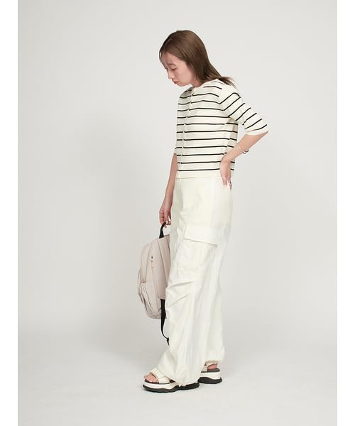 Emi Cool Touch Half Sleeve Knit BORDER Women's Top, 13WNT252041,