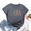 MAMA Cotton T-Shirt Short Sleeve Round Neck Women 2d Print Tops