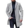 Danmo Mens Mid Length Windbreaker Coats Overcoat Solid Commuter Casual Woolen Coat