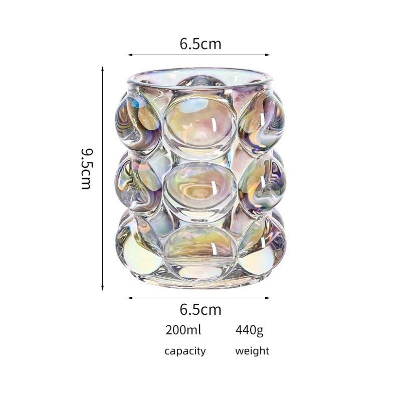 Iridescent Bubble Glass Candle Holder, Vintage Textured Vase for Home Decor & Wedding Centerpieces