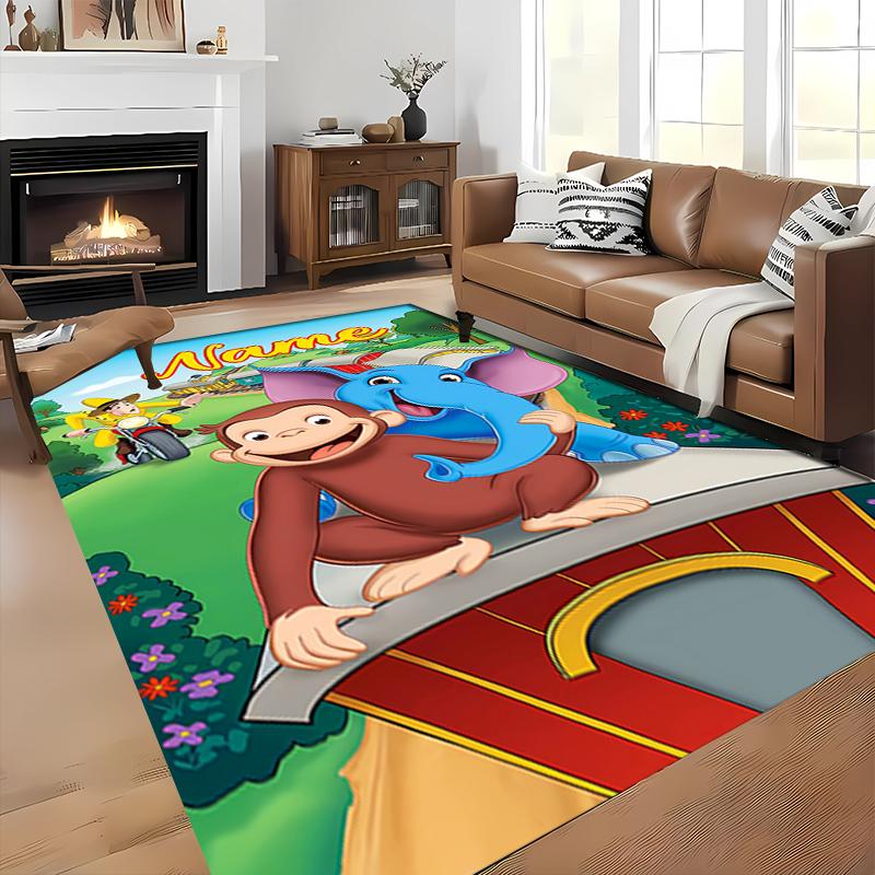Custom personalization Curious George Area Rug - Perfect For Kitchen, Bathroom,Laundry Room Decor Large Size Available,Gift All Seasons