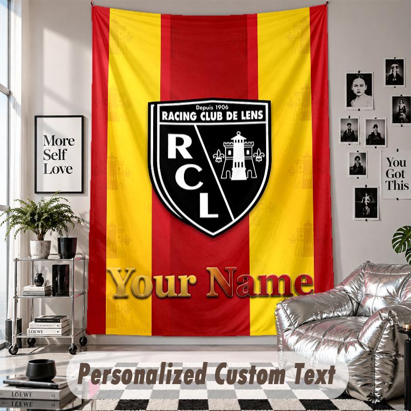 Wall Hanging Tapestry With Custom Name & Text, racing club de lens Decorative Tapestry For Bedroom