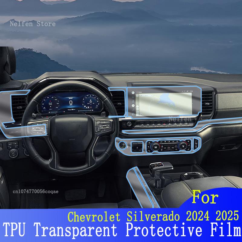 Для Chevrolet Silverado 2024 2025 Автомобильный салон Панель приборов Навигация TPU trcument Защитная Прозрачный состояние Аксессуары
