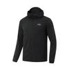 LiNing Fitness Series Outdoor Cycling Camping Windproof Fleece Adaptive Temperature Control Warm Hooded Windbreaker Men Outerwear Black AFDU925-1