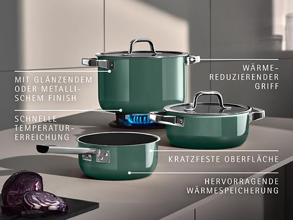 ВМФ (ВМФ) Глубокая кастрюля-жаровня, 20 см, подходит для индукционных и газовых плит, приготовление без воды, минеральный материал, изготовленный из натуральных минералов, "Fusiontec Mineral P