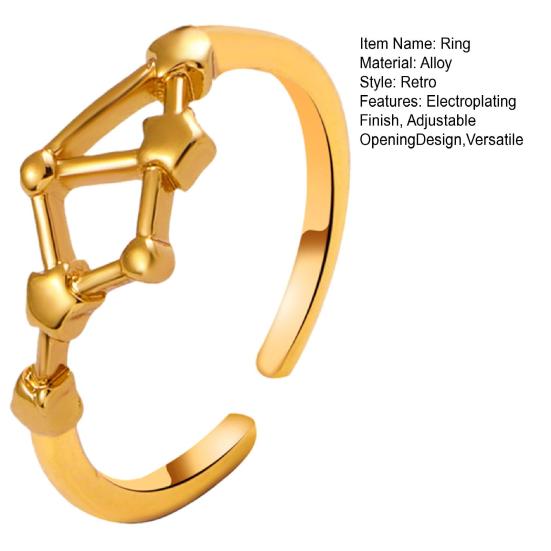 Student Ring Electroplated Finish Adjustable Opening Design Star Symbol Ring Couple Matching Ring Alloy Jewelry Gift