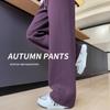 Женские маленькие велюровые спортивные штаны широкого кроя с подкладкой, стиль с прямыми штанинами, увеличивающие рост, коллекция осень/зима 2025.
