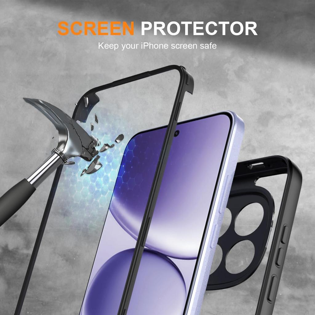 Чехол 360° с полной защитой от ударов для Redmi 15pro Plus 15 14 Pro Poco M8 Pro, Защитное стекло HD, Жесткая рамка из ПК, Противоударный чехол
