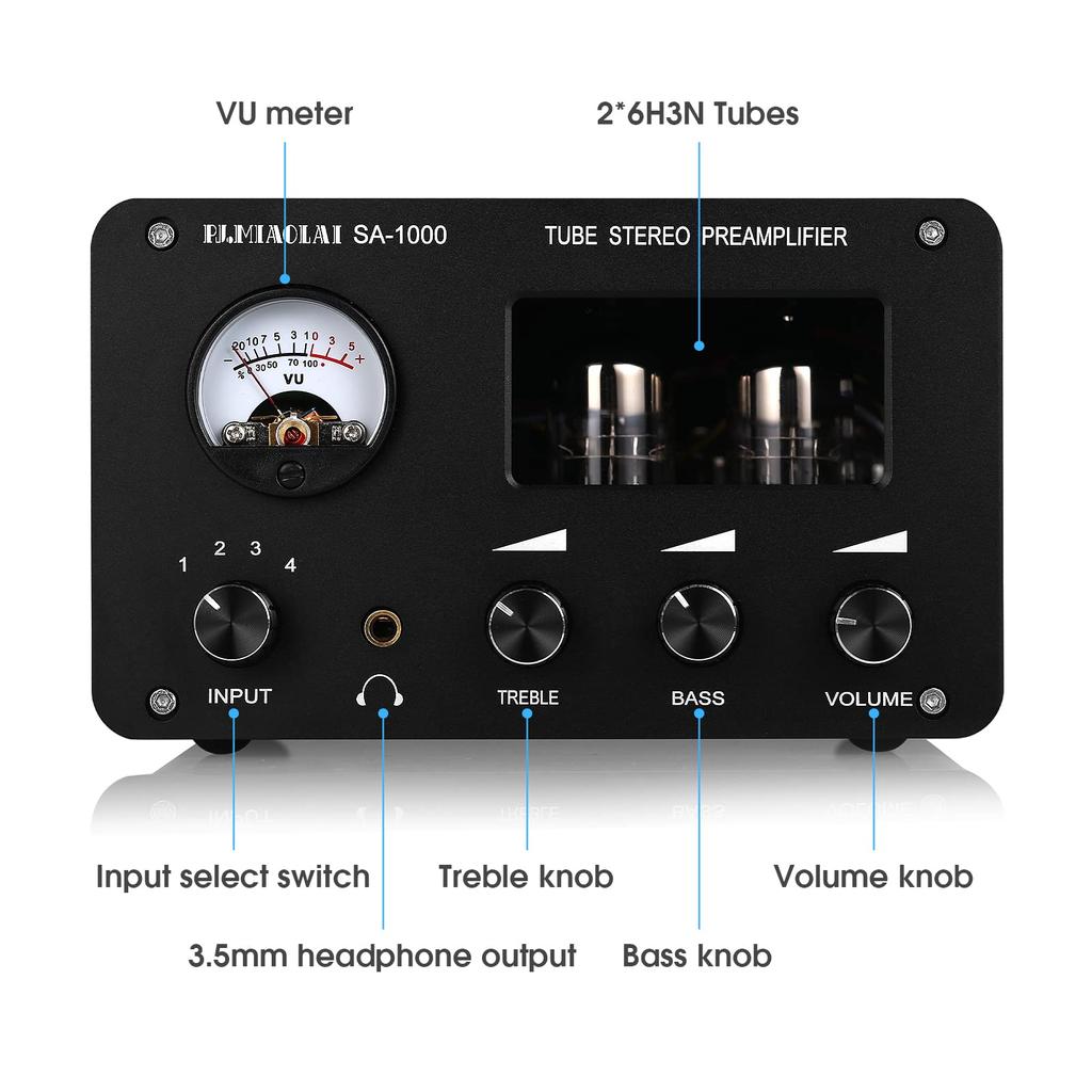HiFi Tube Preamp Stereo 4 Way Audio Switcher Box Desktop Headphone Amplifier (SA-1000)
