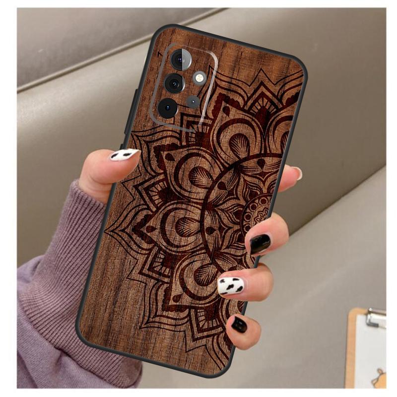 Мандала Цветочный Деревянный Мягкий Чехол Для Samsung Galaxy A32 A52 A72 A12 A42 A40 A50 A70 A03S A21S A52S A71 A51 Чехол