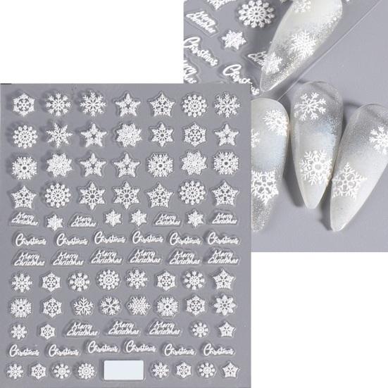 Рождественские наклейки для ногтей, праздничные снежинки, мультяшный лось, трехмерная наклейка для дизайна ногтей, женские аксессуары