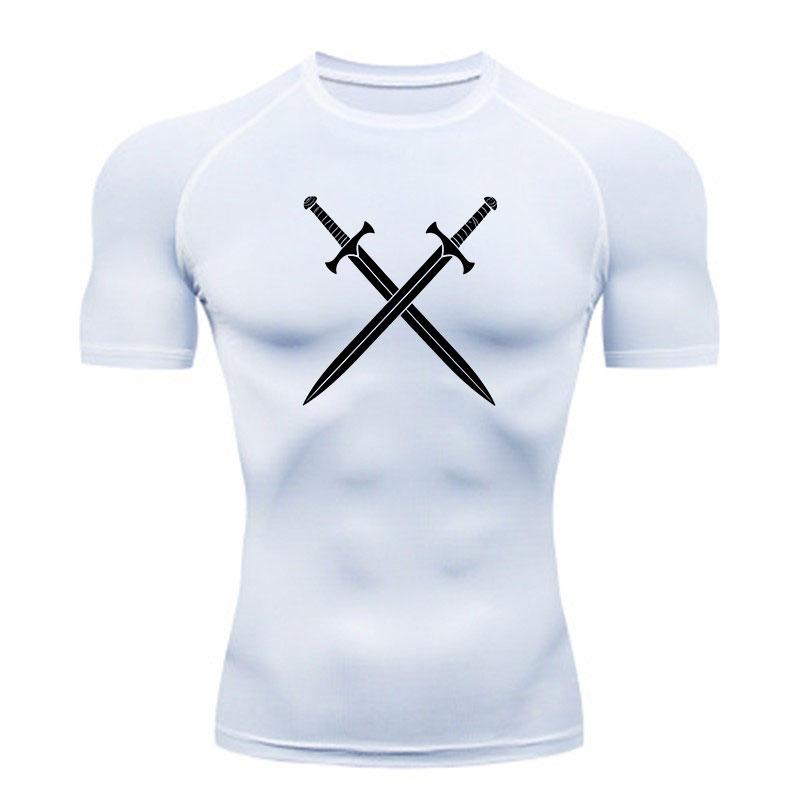 Men's Breathable Compression Athletic T-shirt, Crossed Medie