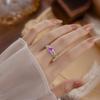 S925 sterling silver amethyst ring women's niche chain design inlaid garnet topaz light luxury high-end jewelry