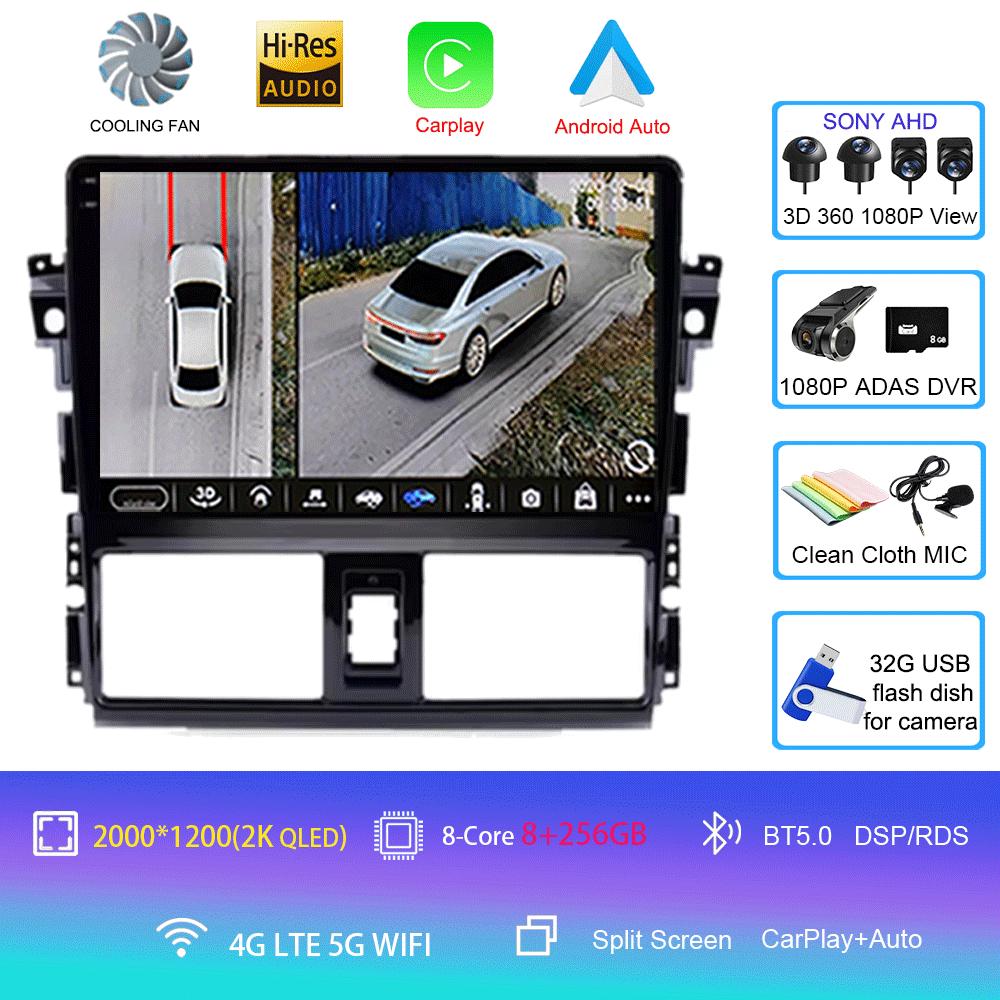 Android 14 для TOYOTA VIOS YARIS 2013 2014 2015 2016 Мультимедийный видеоплеер Автомобильный радиоприемник GPS-навигация БЕЗ DVD 2 Din Carplay Новый