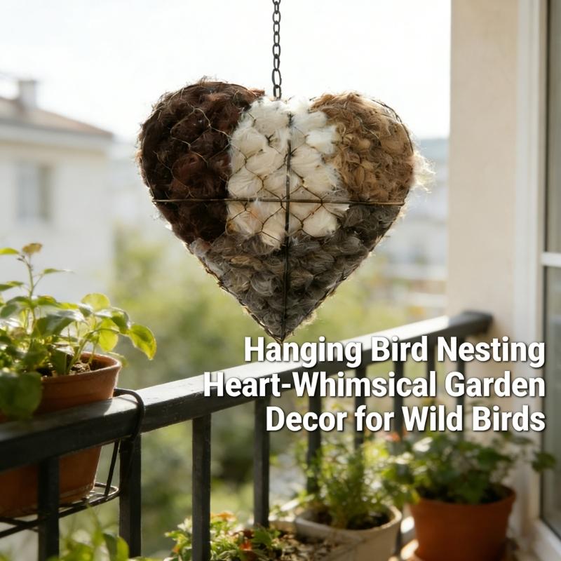 Iron Heart Shape Handmade Bird Nesting Heart Refillable Garden Yard Art Decoration Natural Nesting Fibers for Wild Birds