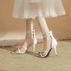 2 Ladiesheels Summer Word with Thin Heel Versatile Simple Fairy High Heel Sandals Female