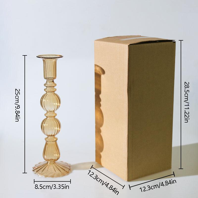 1PC Romantic Hydroponic Transparent Vase Glass Candle Holder Vintage Glass Candlestick Gift