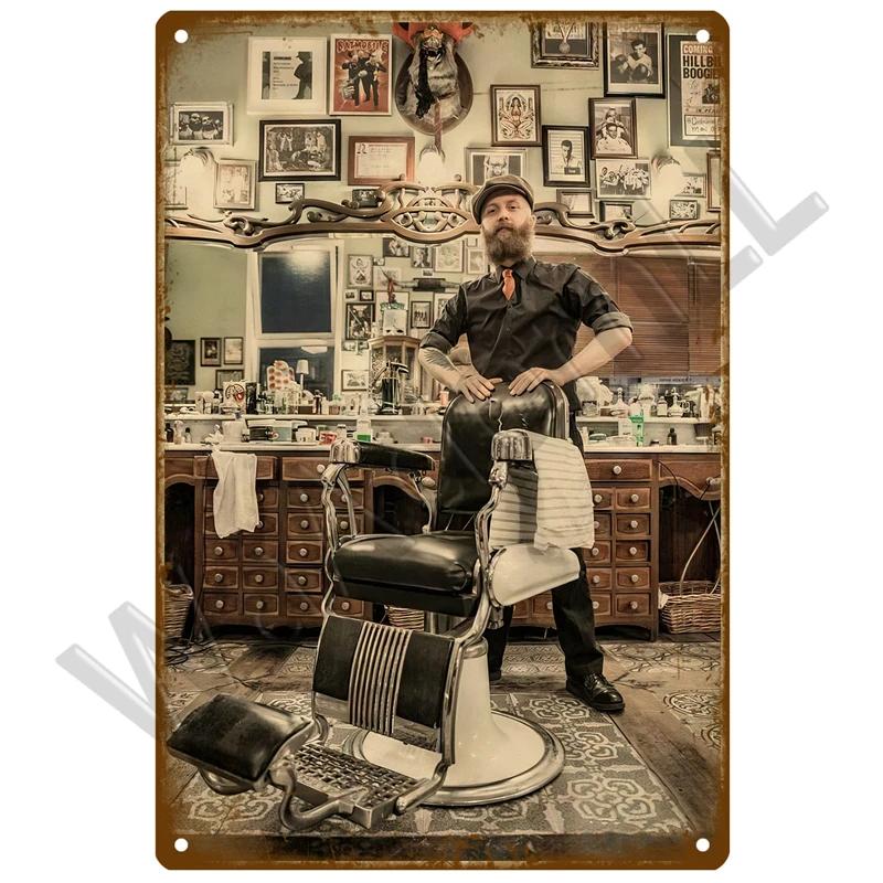 Barber Shop Tin Sign Poster Vintage Wall Posters Metal Sign Decorative Wall Plate Kitchen Plaque Metal Vintage Decor Accessories