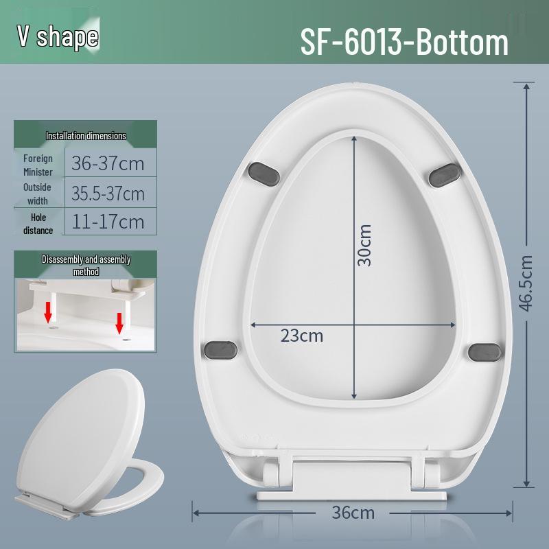 Утолщенная универсальная крышка для унитаза с замедленным закрыванием U/V-образной формы