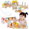 World Pull Pull Toy Train Building Blocks Wooden Pull Toy Pulling Car 1 Year Old Educational Toy [Classic Train] (CL10508)