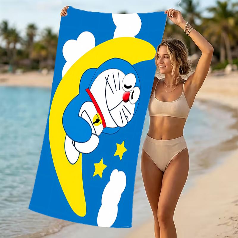 Beach Towel with Doraemon Pattern - soft,absorbent,machine washable Lightweight&Modern,swimming,Travel Essentials