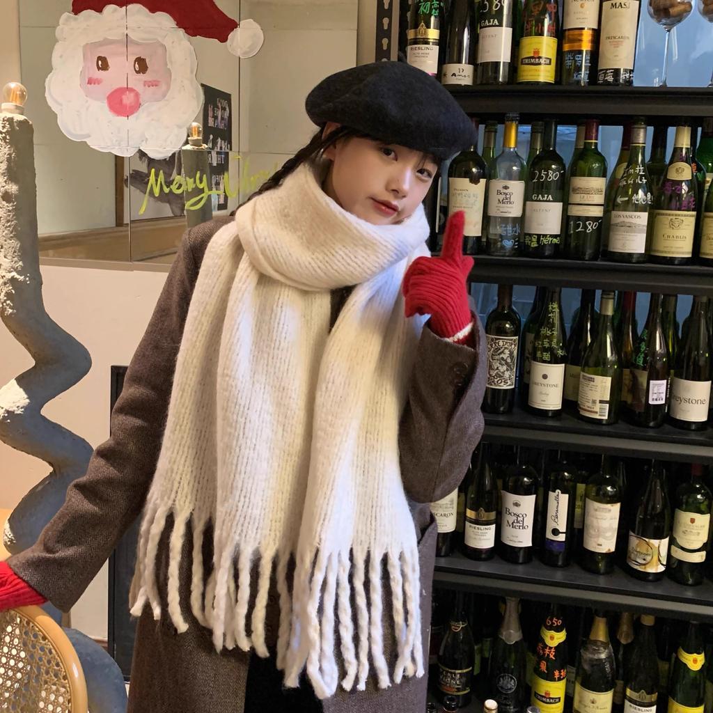 New Year of the Dragon Chinese red scarf women's winter atmosphere knitted wool scarf warm New Year's gift