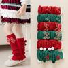 Red Girls' Christmas Leg Warmers, Thickened Mid-Calf Socks for Children