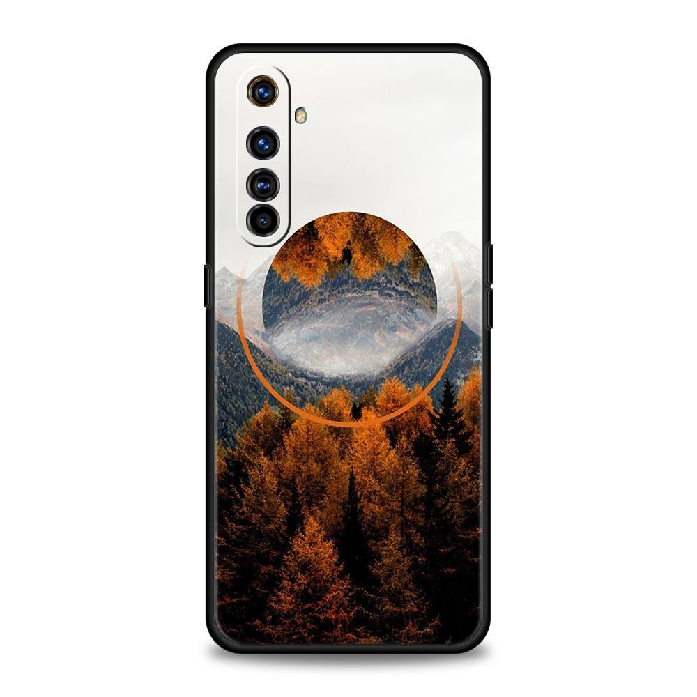 Деревянный чехол для телефона с геометрическим рисунком леса для Realme 12 11 10 9 8 5G 7 6 GT5 GT3 GT2 Pro Plus C21 C11 C25 C35 GT Neo 2 3 3T 5 Мягкий чехол