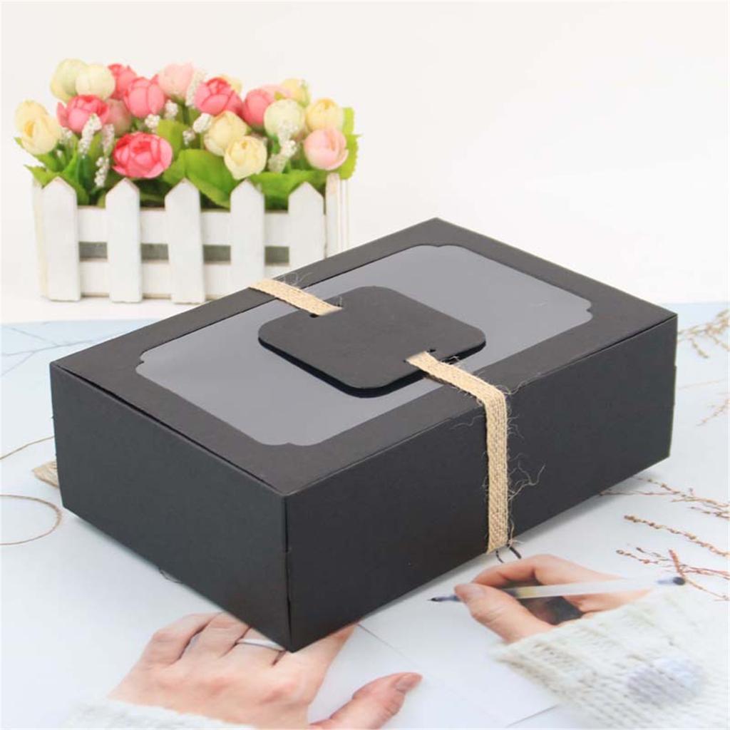 12PCS Large Paper Box with Clear Window Paper Bakery Box for Cake Candy Biscuits Cookies DIY Gifts Durable and Portable