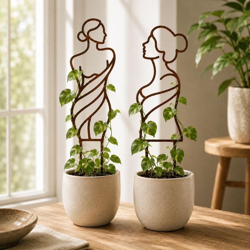 Hollow Out Character Silhouette Plant Stand Strong Load Bearing Garden Plant Trellis Greenhouse