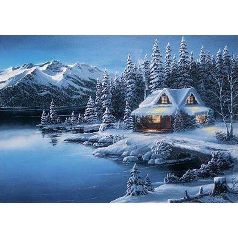 Снежный пейзаж «сделай сам», 5D алмазная живопись, полная круглая дрель, пейзаж, алмазная вышивка, набор для вышивки крестом, настенное искусство, домашний декор, подарок