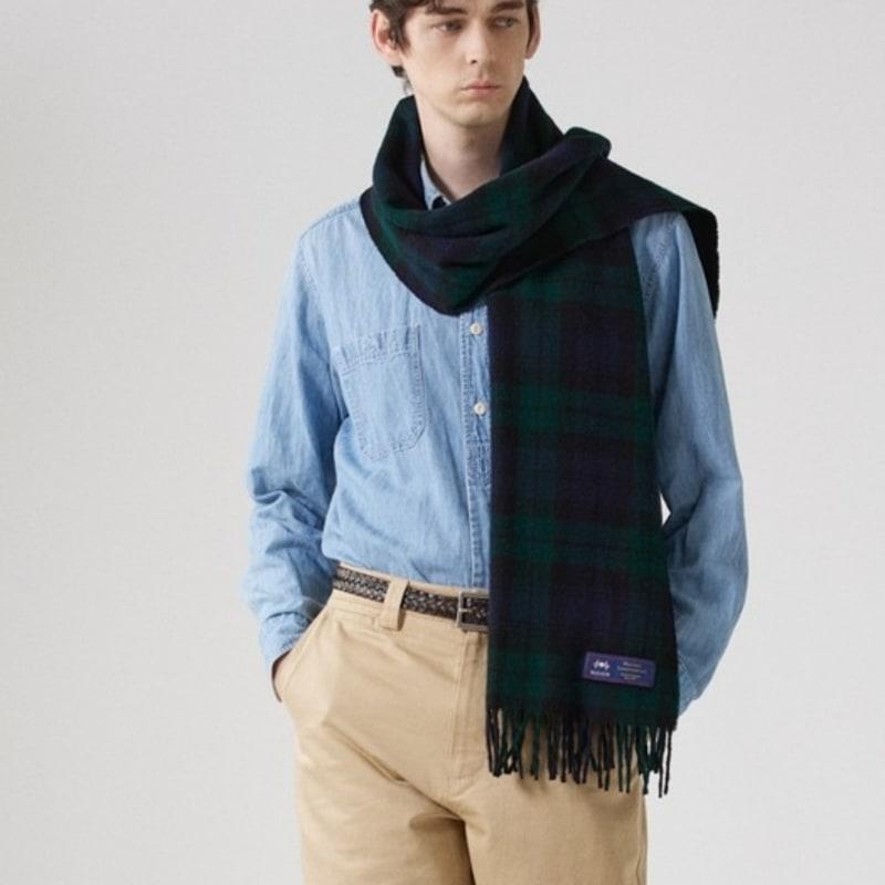 ABRAHAM MOON Шаль-шарф из мериносовой шерсти 50 см - Black Watch