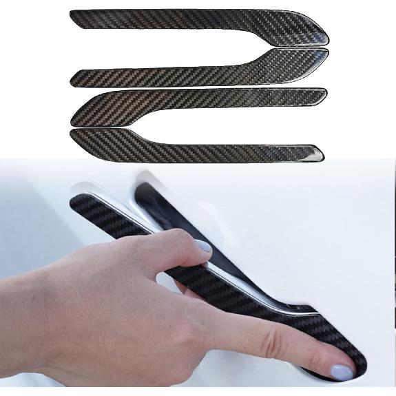 YHCDSEA Model 3 Y Carbon Fiber Door Handle Decorative Protection Cover 4 Pcs/Set Compatible Tesla Model 3 Y Accessories (Red Carbon Fiber)