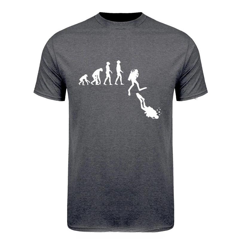 Diving Evolution T Shirt Men Cotton Funny Diver T-shirt Man Clothing High Street Camiseta Basic Tops Fitness T Shirt