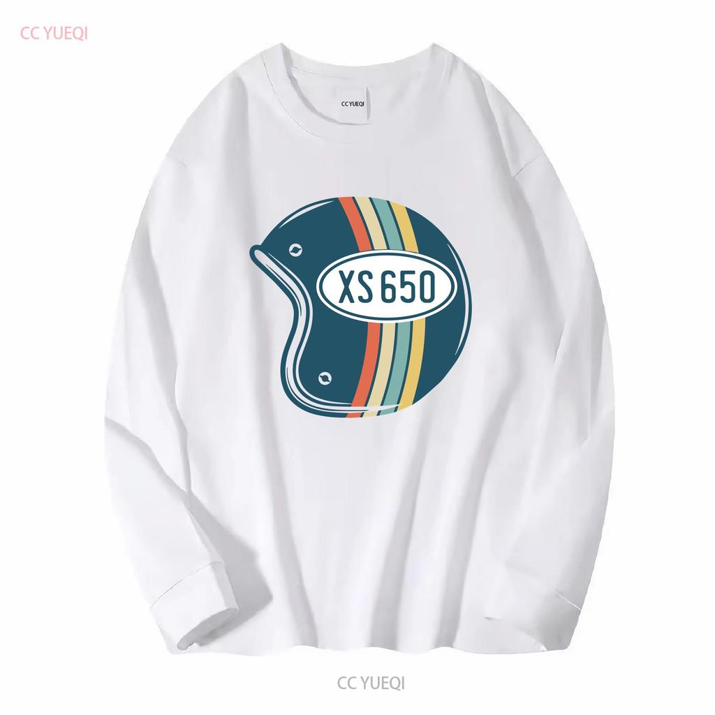 XS650 Retro Old Style HelmeT T Shirt XS 650 Cafe Racer Vintage Look long or short sleeves vintage Washed Unisex Comfortable