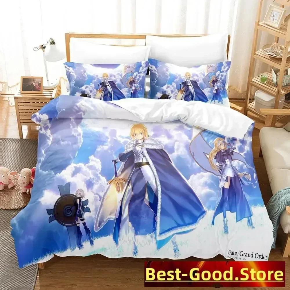 Fate Grand Order Комплект постельного белья Односпальный Полуторный Двуспальный Кинг-сайз Комплект для кровати Взрослый Детский Спальня Комплекты пододеяльников Аниме постельное белье Кровать