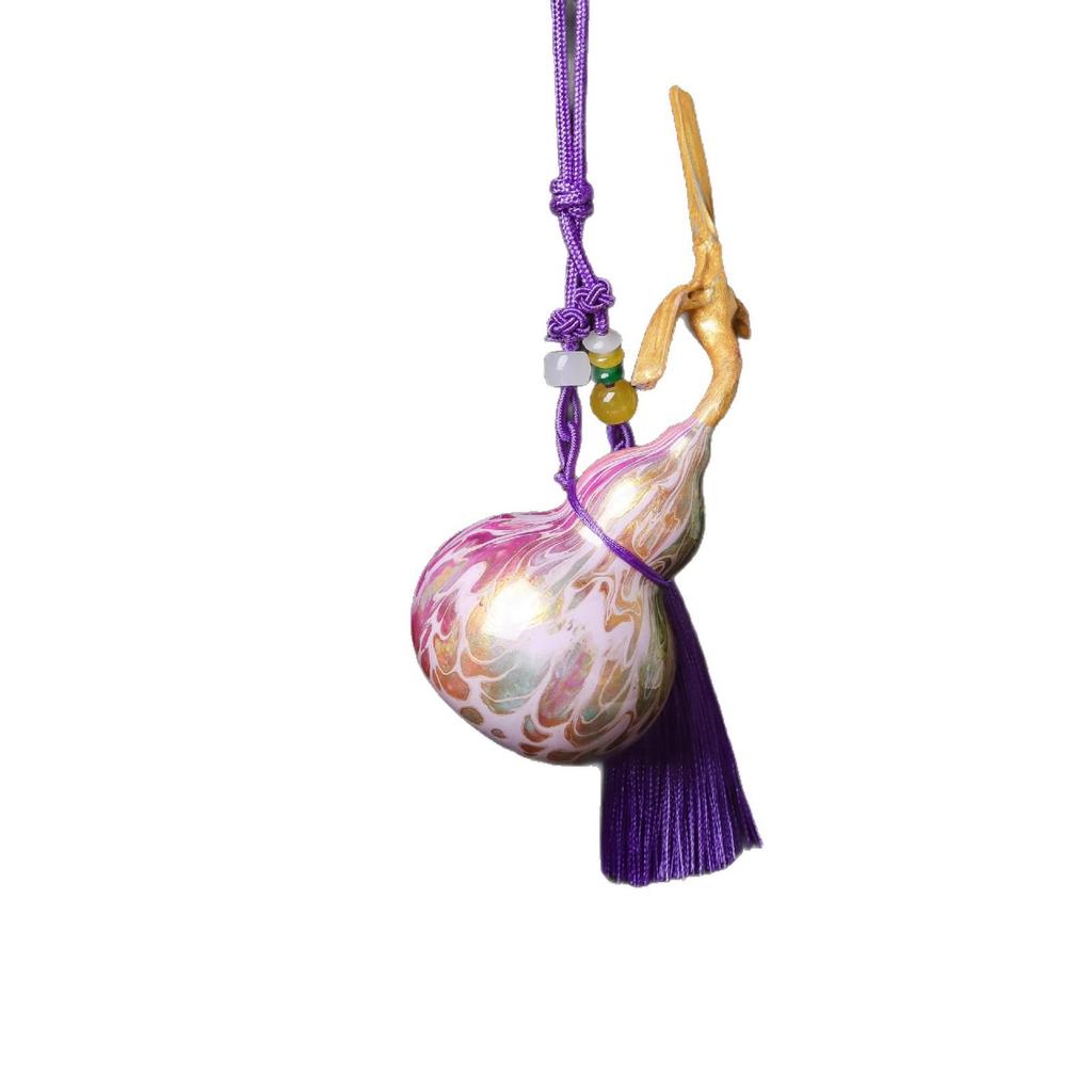 Intangible Cultural Heritage Lacquer Gourd - 3D Colorful Painted Car Pendant Ornament