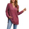 Pullover Women's V-neck Top Spring Autumn Solid Color Knitted Shirt Fashion Streetwear Long Sleeved Pockets Sweater