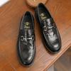 Desai One-Pedal Soft Soled Business Dress Leather Shoes Retro Horse Buckle Loafers Work Daily Mens Shoes