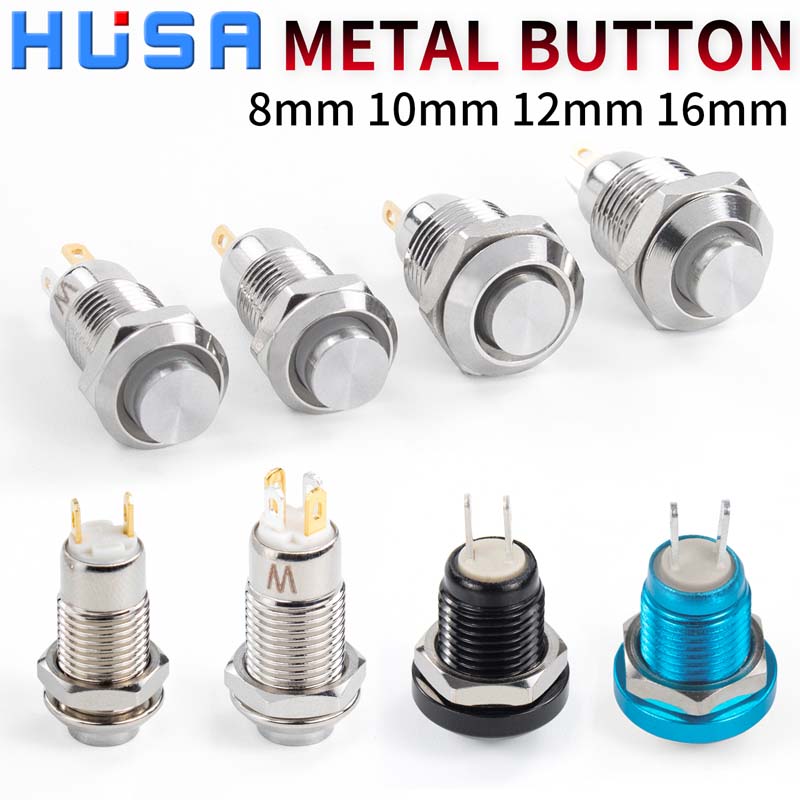 8 10 12 16 19 22mm high head small Waterproof Metal Push Button Switch LED Light Self-locking/Self-reset 3/6/12/24V Switches4