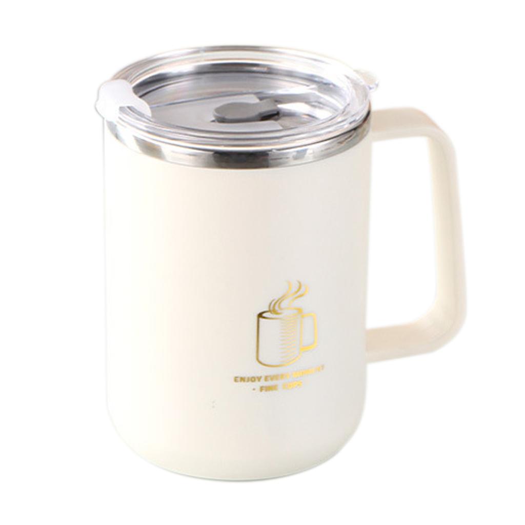 New 500ml/17oz 304 Stainless Steel Milk Coffee Mug Double-Wall Insulated Anti Scalding Water Cup With Lid&Handle Tumble