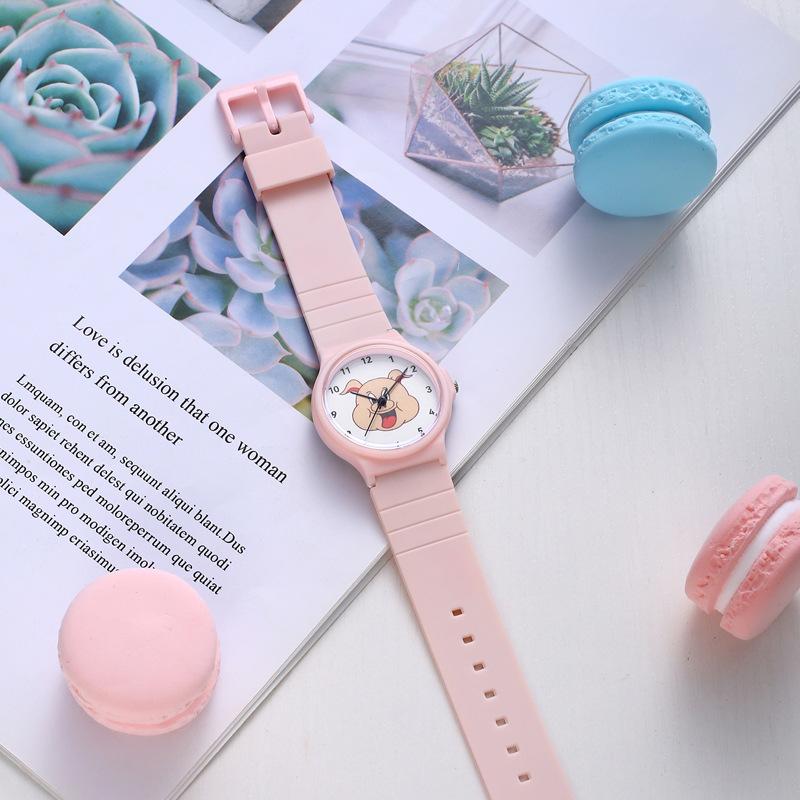 Cartoon Pink Pig Head Piglet Watch Movie Student Waterproof Silicone Quartz Watch