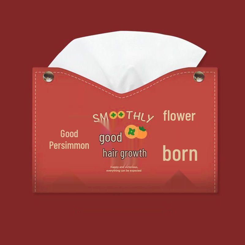 Good Things Happen Wedding Celebration Tissue Holder - Chinese Style Red Decorative Tissue Box for Living Room