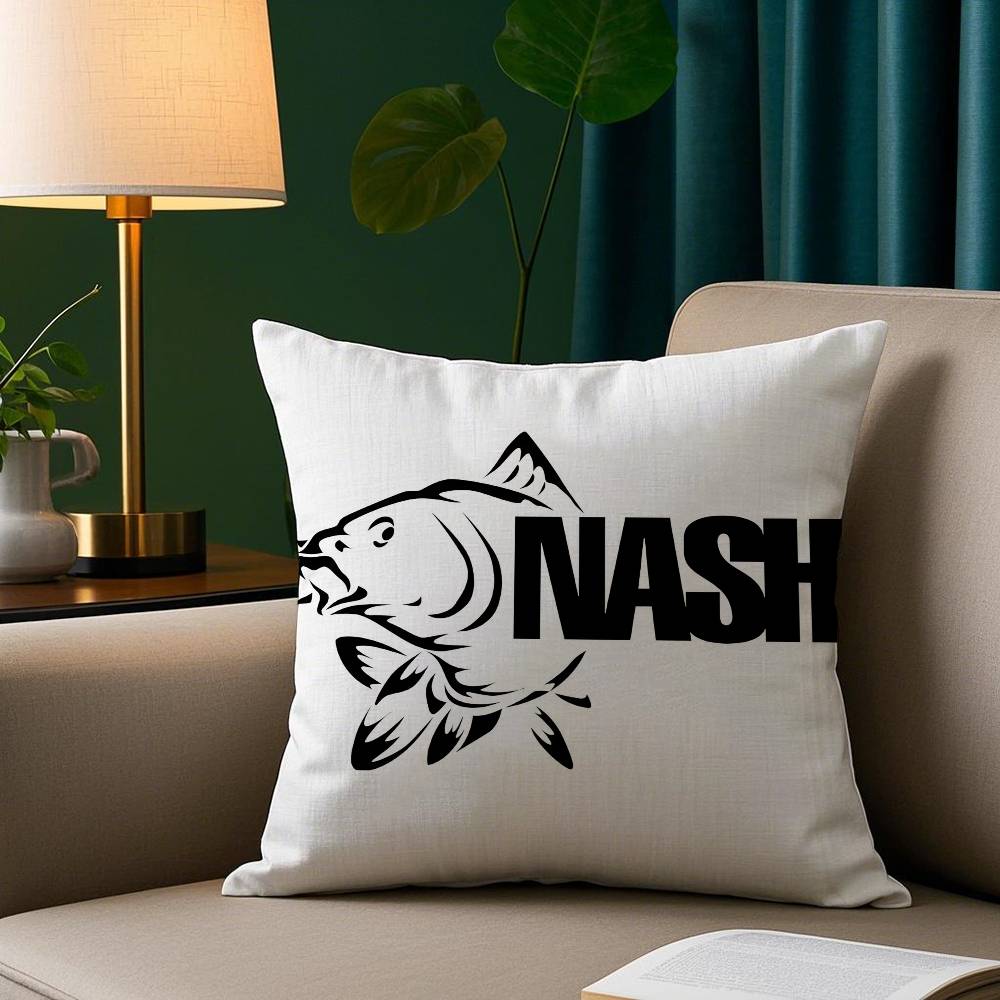 NNash Fishing logo Pillow Case Short Plush Print Cushion Cover Square Throw Pillow Covers Sofa Home Decor