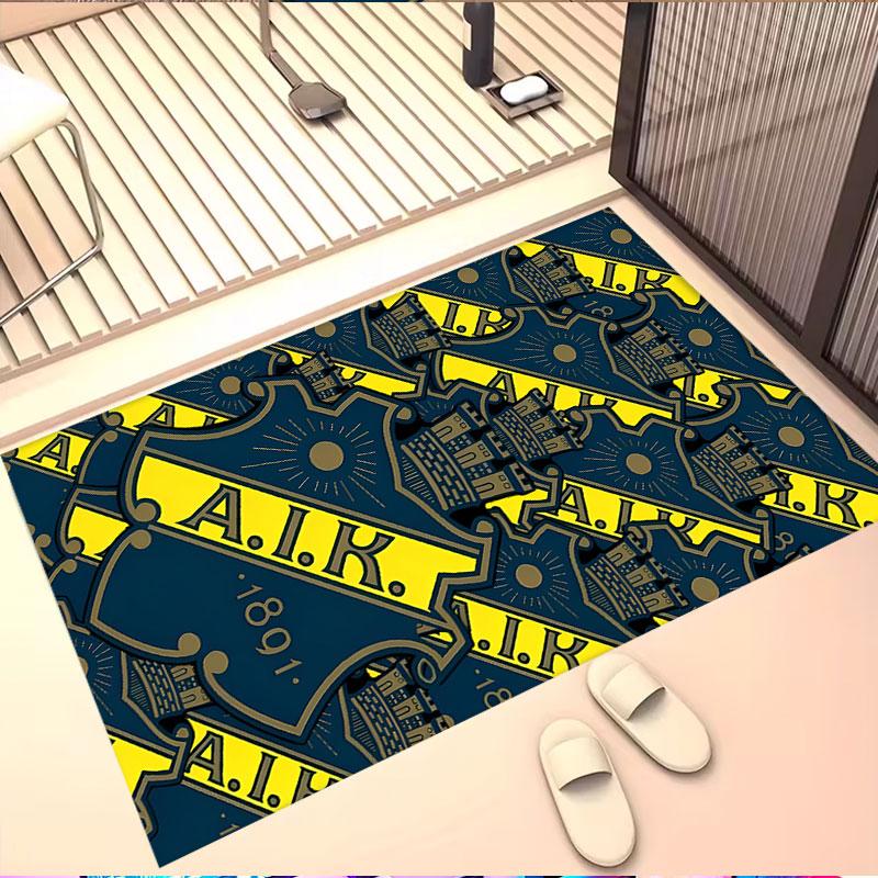 AIK Fotboll Print Rug, Washable Floor Carpet, For Entryway Dorm Laundry Room Office Study, Home Decor Birthday Christmas Gift