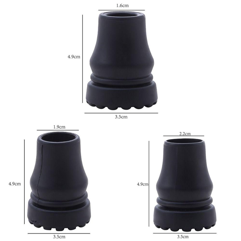 2pcs Black Crutch Cane Bottom Pads Anti-Skid Trekking Pole Bottom Cover Hiking