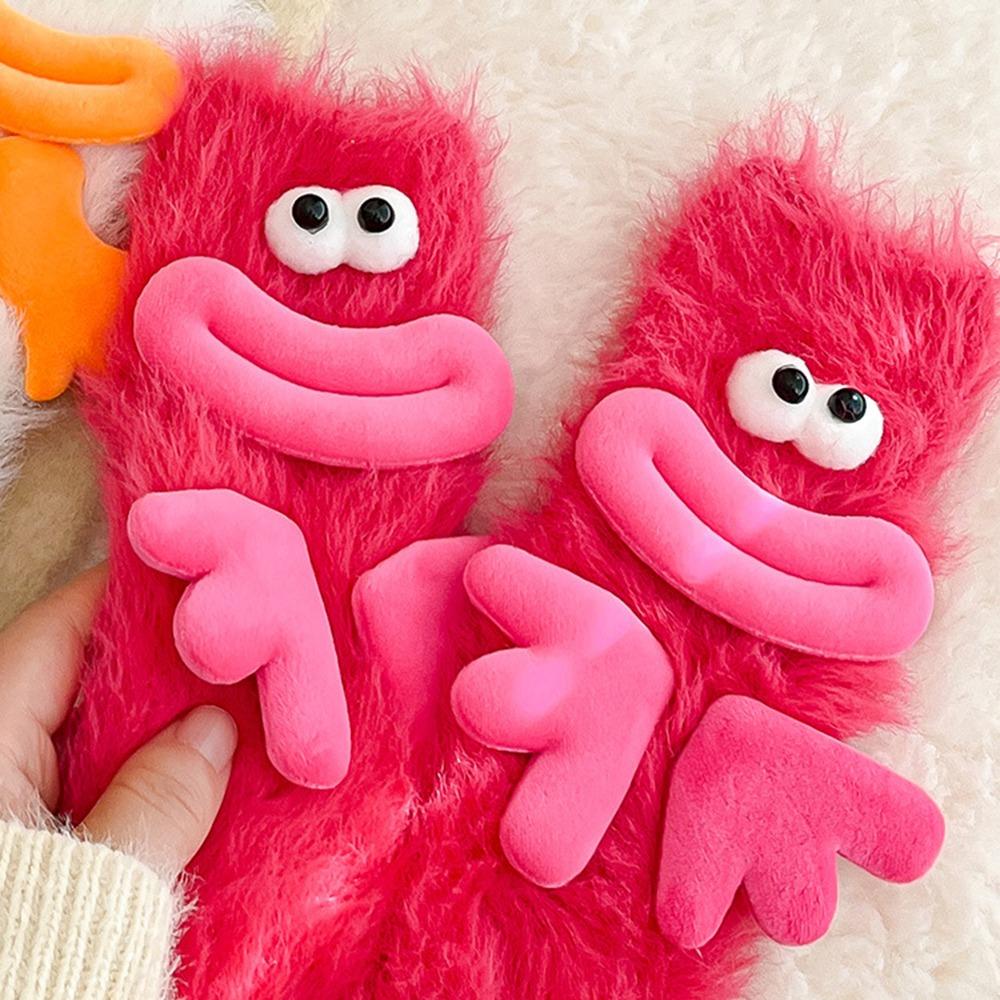 2Pairs Cartoon Funny Tube Socks Big Eyes Furry Plush Sock Soft Coral Fleece Socks Gifts