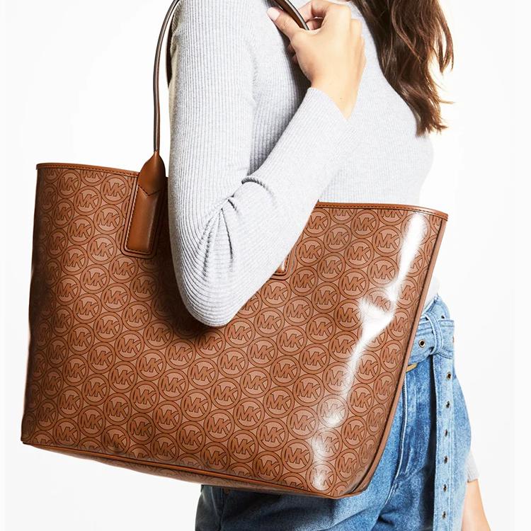 Michael Kors Винтажная сумка-тоут большого объема с принтом логотипа Женские сумки-тоут Карамельно-коричневая 35H1T2JT3C-LUGGAGE