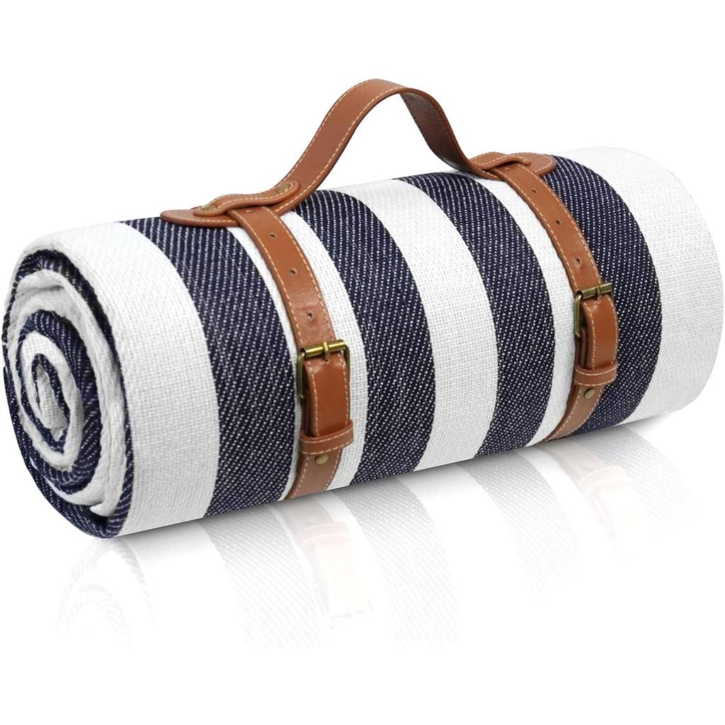 80”x 80” Picnic Blanket Extra Large, Waterproof and Foldable Beach Blanket, 3-Layer Outdoor Blanket for 6 to 8 Adults, for Camping Beach Grass