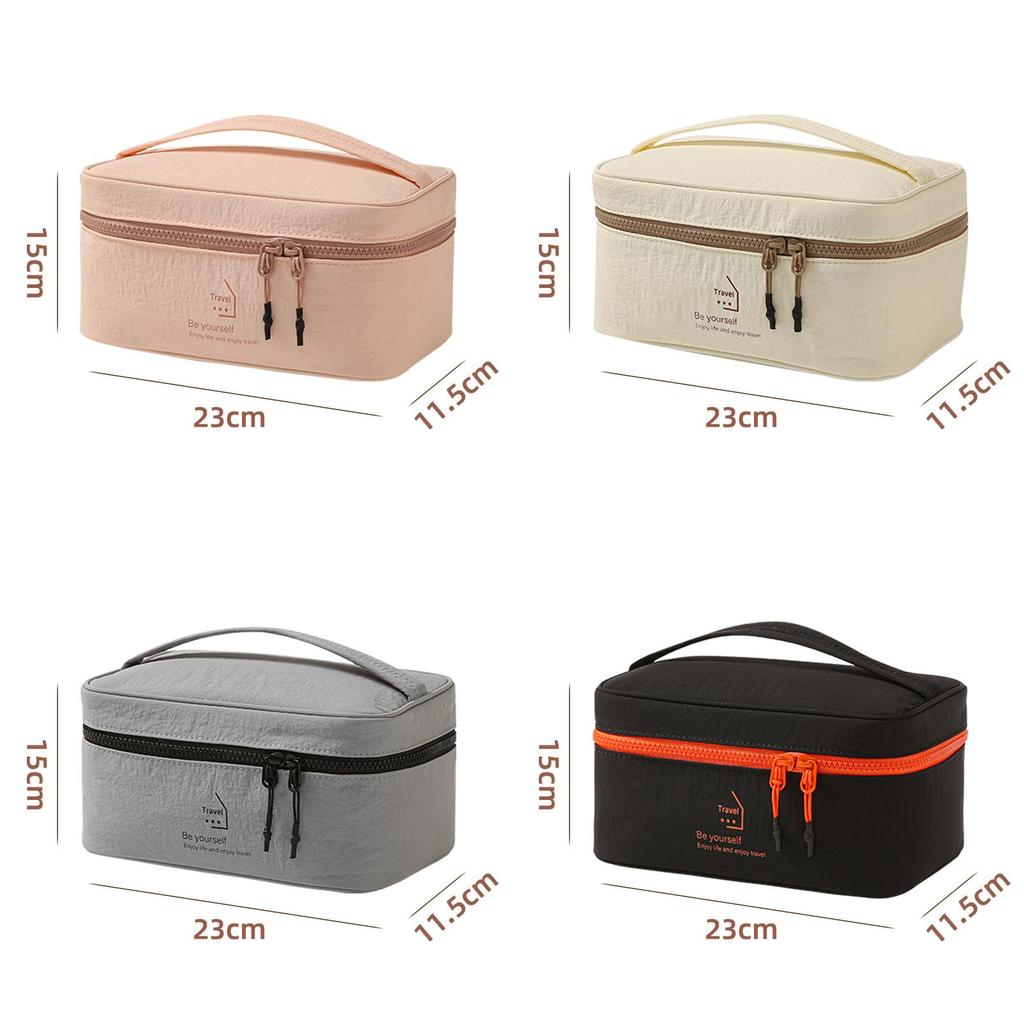 Portable Makeup Case With Multiple Compartments Nylon Travel Toiletry Bag